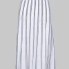 A Line Knitted Skirt in Grey and White Stripe
