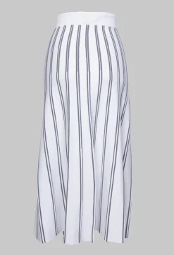 A Line Knitted Skirt in Grey and White Stripe