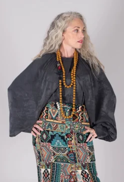 Aglaia Open Sleeve Top in Anthracite