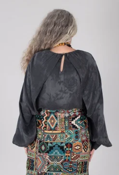 Aglaia Open Sleeve Top in Anthracite