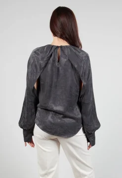 Aglaia Open Sleeve Top in Anthracite