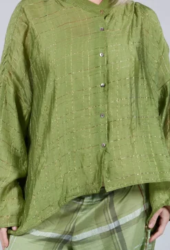 Aiko G Shirt in Dark Citron Check