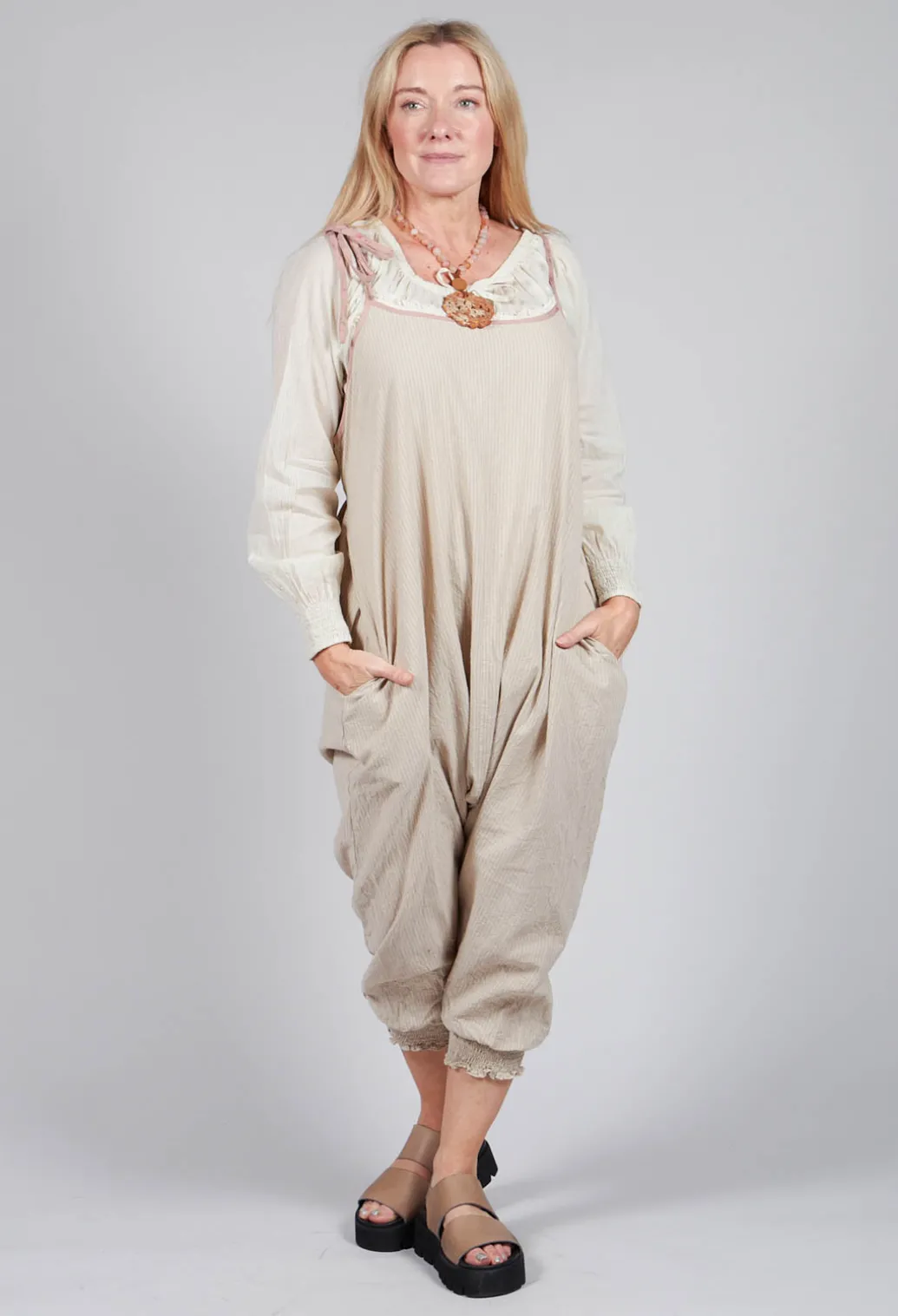 Alain Jumpsuit in Striped Linen