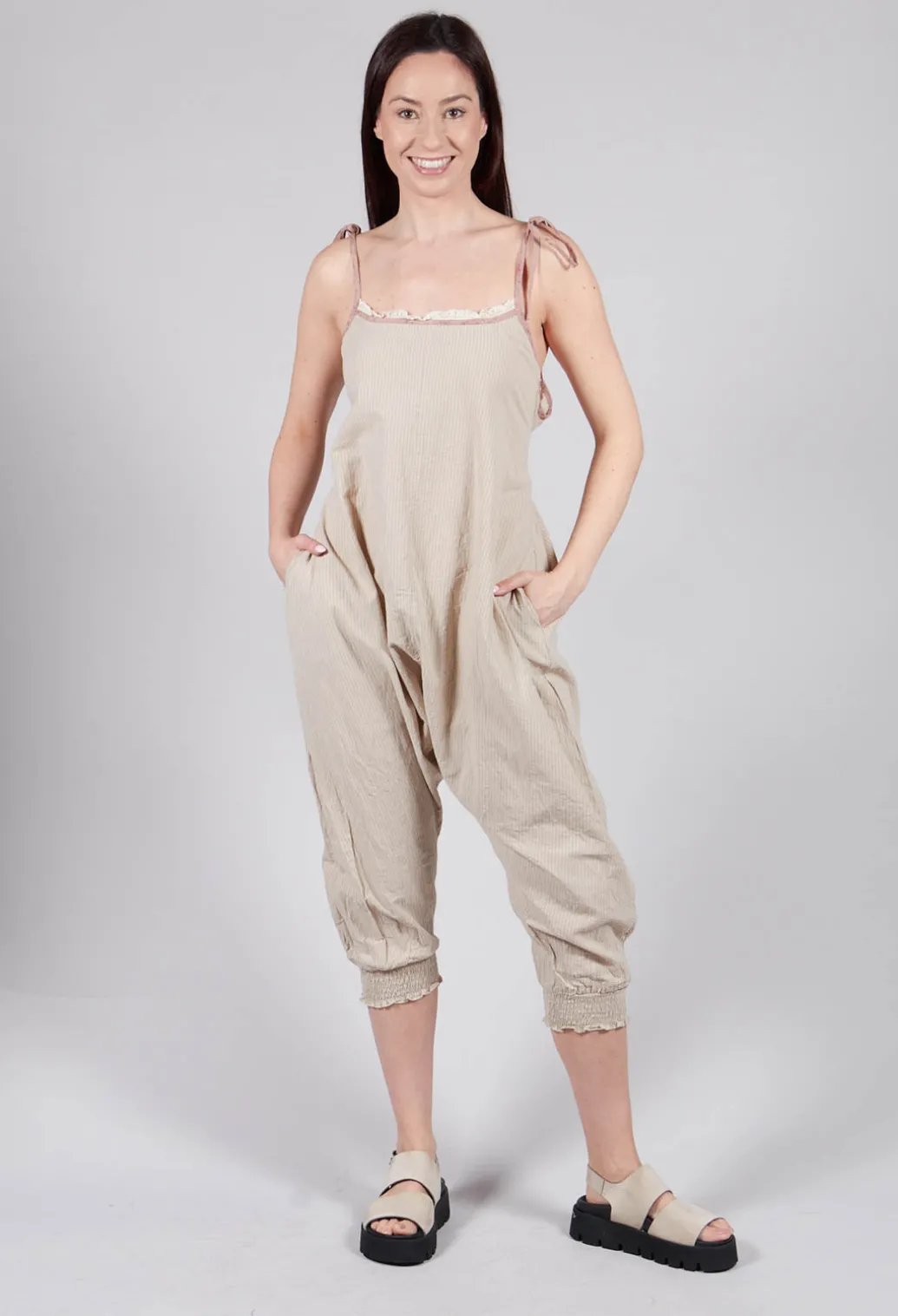 Alain Jumpsuit in Striped Linen