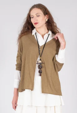A-Line Cardigan in Khaki