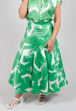 A-Line Pleated Skirt in Green Matisse