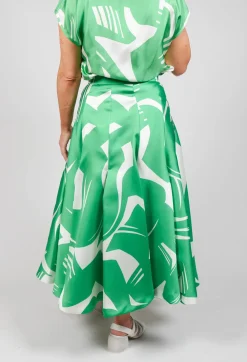 A-Line Pleated Skirt in Green Matisse