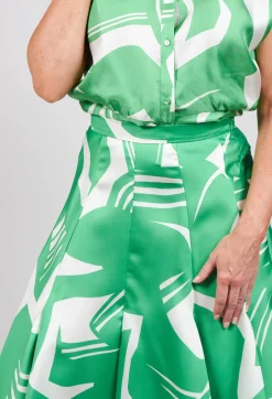 A-Line Pleated Skirt in Green Matisse