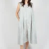 A-Line Sleeveless Dress in Grey Cloud