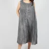 A-Line Sleeveless Dress in Black Cloud