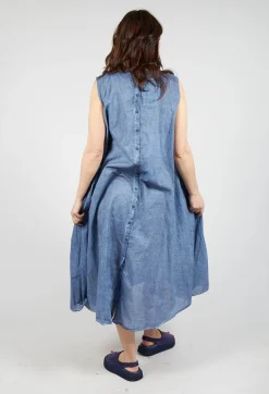 A-Line Sleeveless Dress in Navy Cloud