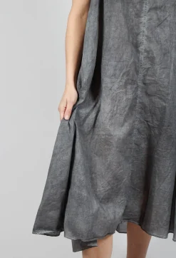A-Line Sleeveless Dress in Black Cloud