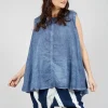 A-Line Sleeveless Top in Navy Cloud