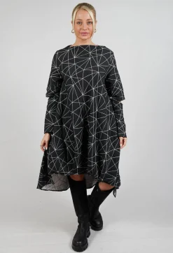 A-Line Upal Dress in Black with White