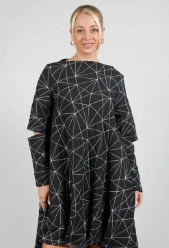 A-Line Upal Dress in Black with White