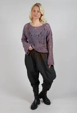 Allover Print Trousers in Grey and Brown