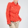 Amber Hand Crochet Sweater in Red