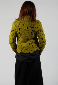 Amber Hand Crochet Sweater in Olive