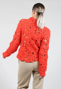 Amber Hand Crochet Sweater in Red