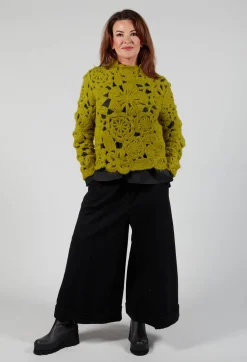 Amber Hand Crochet Sweater in Olive