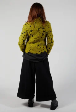 Amber Hand Crochet Sweater in Olive