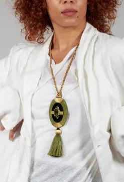 Anais Necklace in Gold/Green