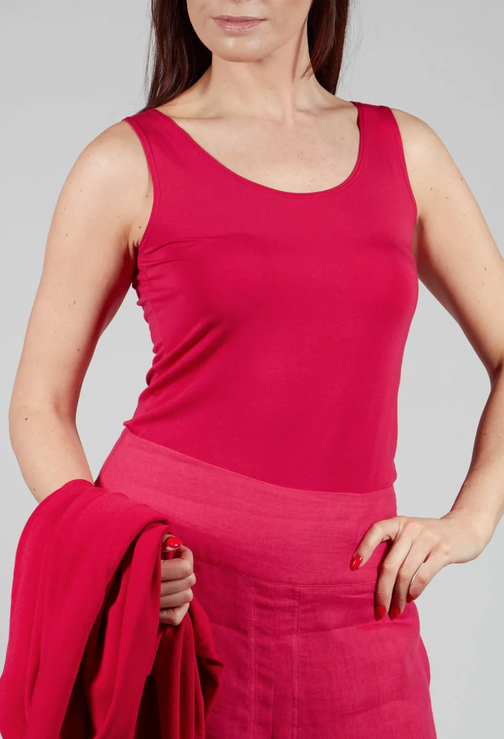 Anais T-Shirt Vest in Raspberry