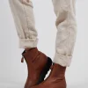 Ankle Boots with Curved Sole in Gasoline Caramello