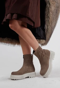 Ankle Boots with Front Zip in London Cardboard