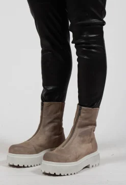 Ankle Boots with Front Zip in London Cardboard