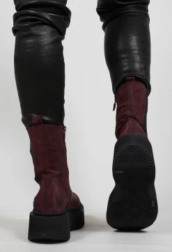 Ankle Boots with Platform Sole in London Old Purple