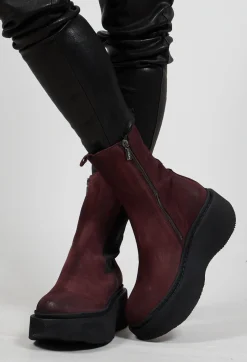 Ankle Boots with Platform Sole in London Old Purple