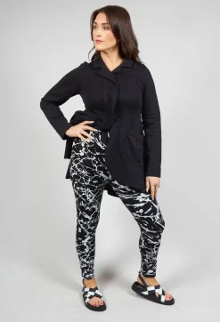 Ankle Cropped Leggings in Black with White Print