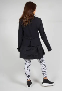 Ankle Cropped Leggings in White with Black Print