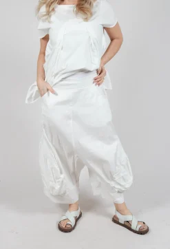 Ankle Cropped Pull On Trousers in Starwhite