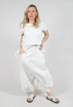 Ankle Cropped Pull On Trousers in Starwhite