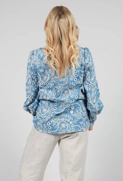Asta Denim Shirt with Embroidery Detail in Blue