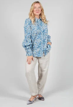 Asta Denim Shirt with Embroidery Detail in Blue