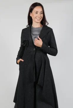 Asymmertic Coat in Organza Antracite