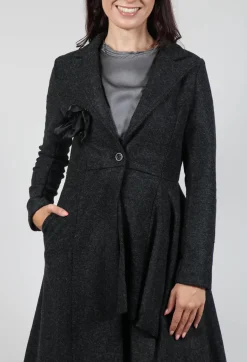 Asymmertic Coat in Organza Antracite