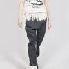 Asymmetric Belt Loop Trouser in Black Paint