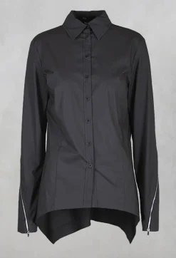 Asymmetric Blouse with Button Front in Grey