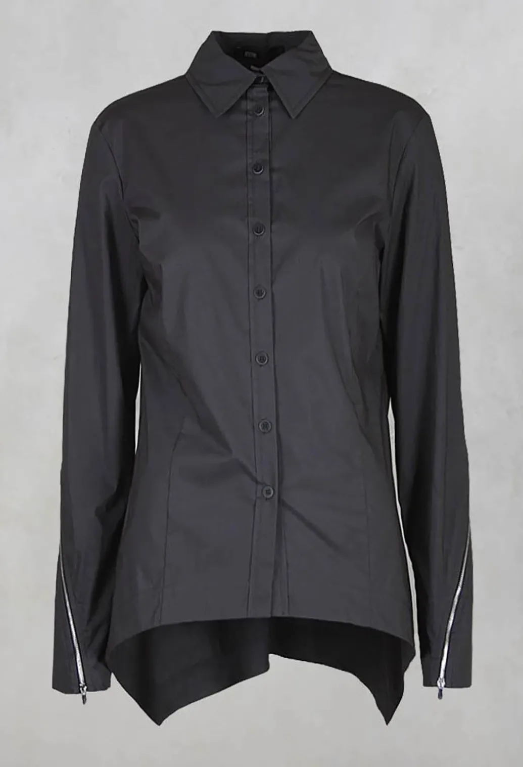 Asymmetric Blouse with Button Front in Grey