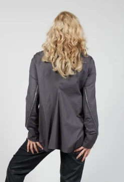 Asymmetric Blouse with Button Front in Grey