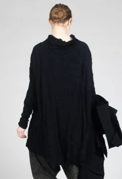 Asymmetric Crinkle Top in Black