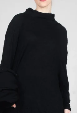 Asymmetric Crinkle Top in Black