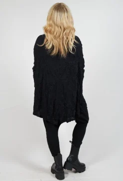 Asymmetric Crinkle Top in Black