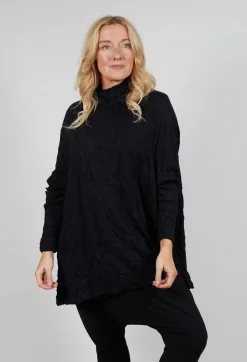 Asymmetric Crinkle Top in Black