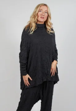 Asymmetric Crinkle Top in Slate