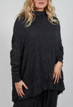 Asymmetric Crinkle Top in Slate
